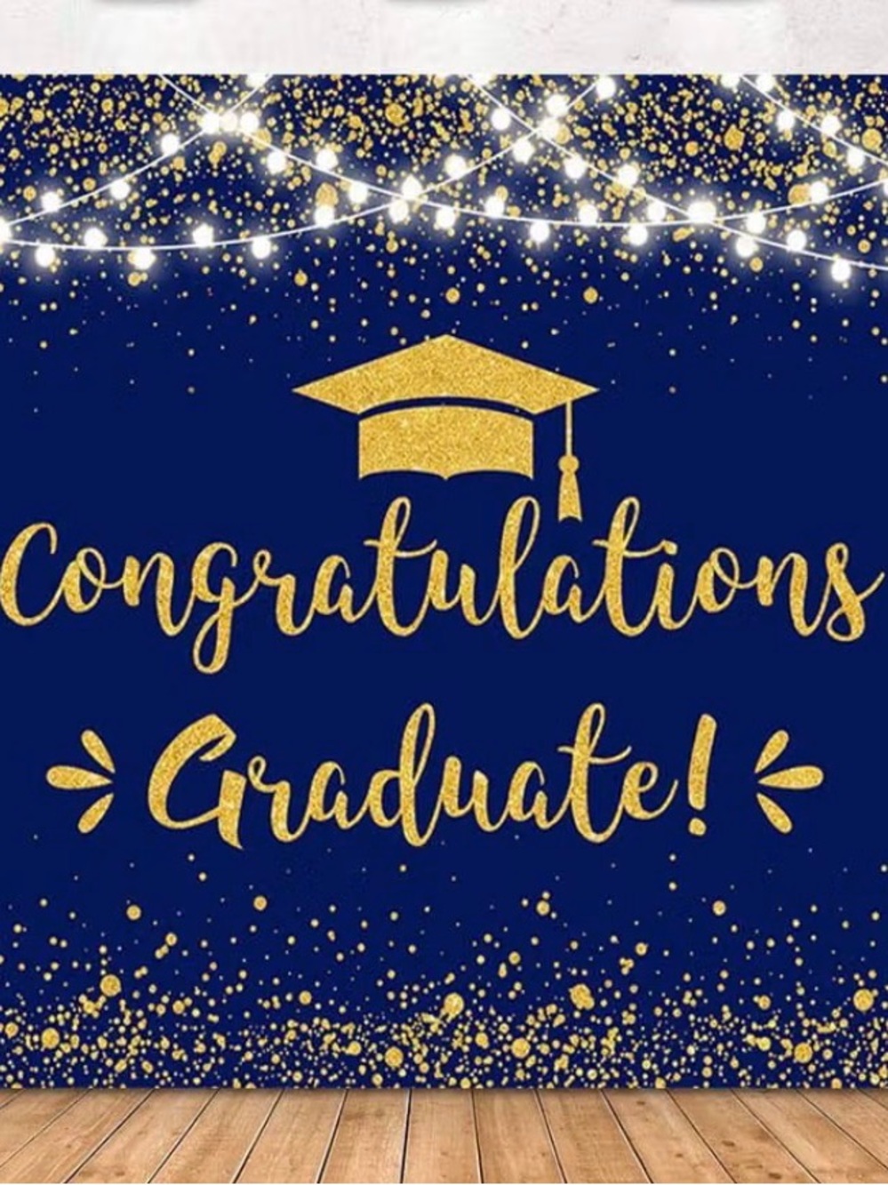 NWT - 8’x6’ Navy and Gold "Congratulations Graduate" Photo Backdrop / Banner.